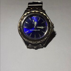 Fossil / Michelin Watch with Blue Dial and Silver-Tone Band